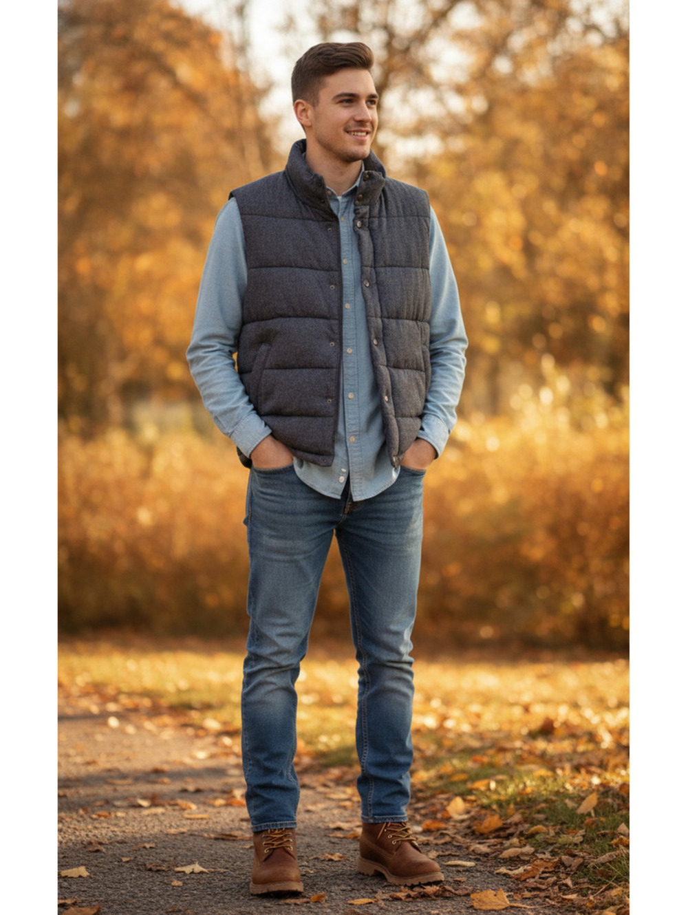 Banana Republic Men's Quilted Puffer Vest Size M in Heathered Gray